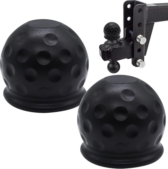 Famanu - Set van 2 rubberen trekhaakbeschermkappen, Ø50 mm, universeel voor auto of caravan