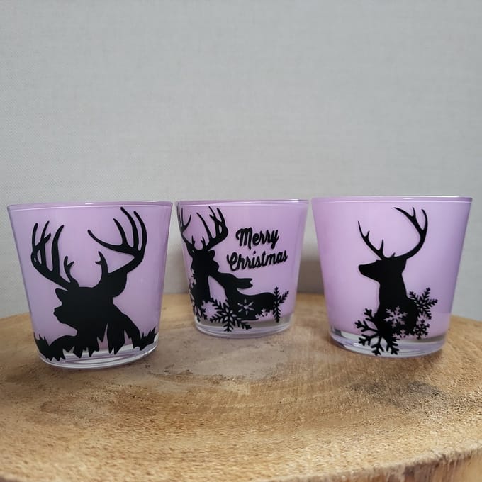 Set van 3 Theelichtjes - Kerst - Lichtpaars - Rendier