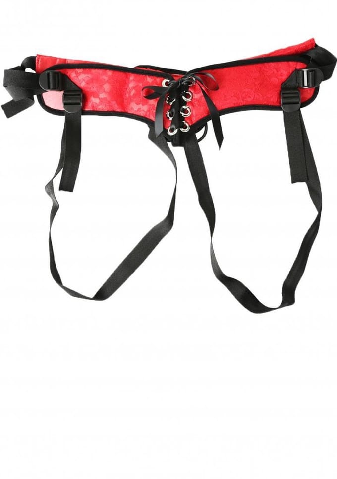 Sportsheets Couples Connected voorbinddildo Red Lace Corsette Strap On rood