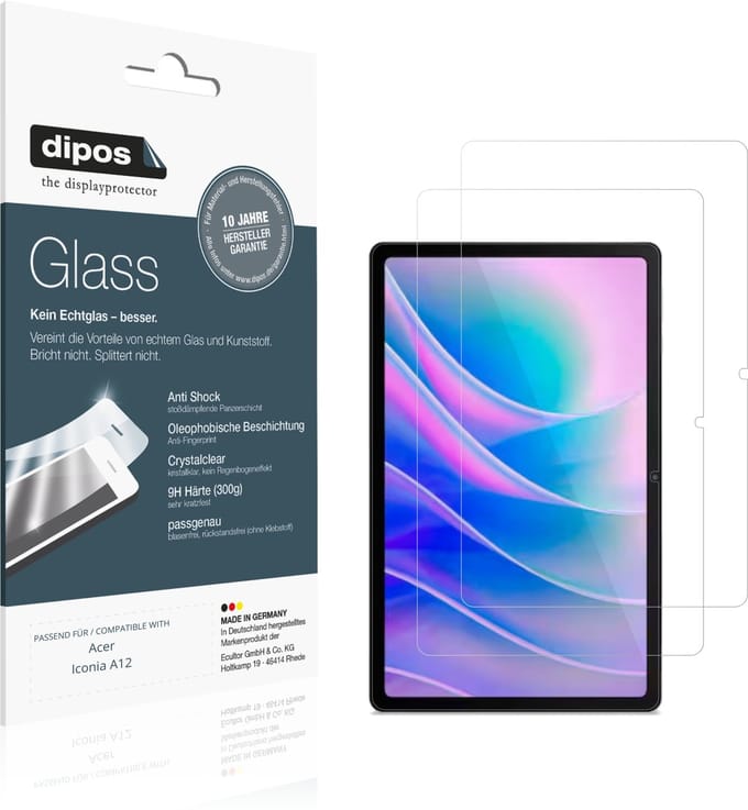 dipos – 2x Pantserfolie geschikt voor Acer Iconia A12 | 9H Screenprotector