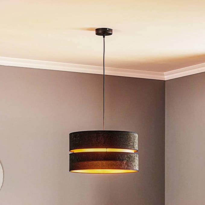 Duolla Hanglamp Duo, zwart/goud, Ø40cm, 1-lamp