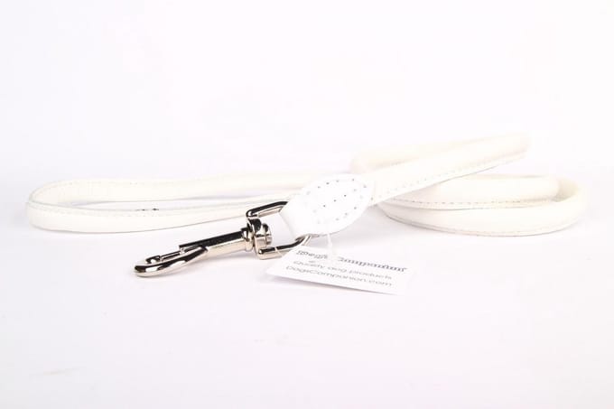 Dog's Companion - Leren Hondenriem - Lengte: 180 cm x 10 mm - Wit