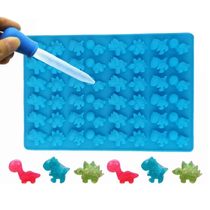 Dinosaurus Siliconen Cakevorm 48 Kleine Dinosaurus Gummivormen voor het Bakken van Cake Mousse Chocolade Pudding groen