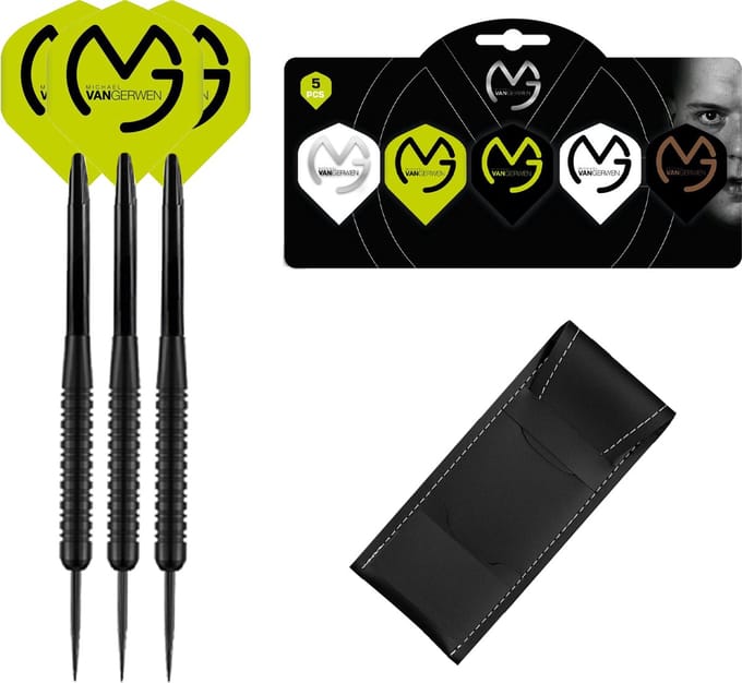 Michael van Gerwen Dartpijlen - Black - 23 gram - Multipack 5 Sets Dart Flights - Dart Shafts - Darts - Cadeau