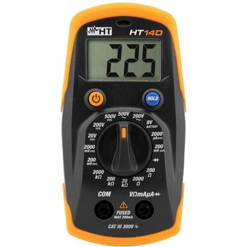 HT Instruments HT14D Multimeter Digitaal CAT II 600 V, CAT III 300 V Weergave (counts): 2000