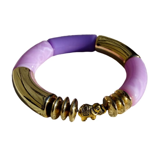 2 Love it Elephant - Armband - Elastisch - Polsmaat 17 - 20 cm - Tube kralen