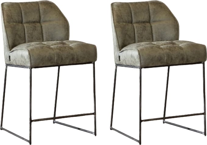 Bronx71® Industriële barkruk Abel olijfgroen 70 cm - barkrukken set van 2 - barstoel
