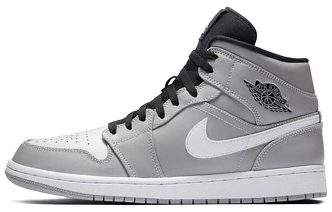 Jordan 1 Mid Gris Loup Noir Blanc 554724-046 44