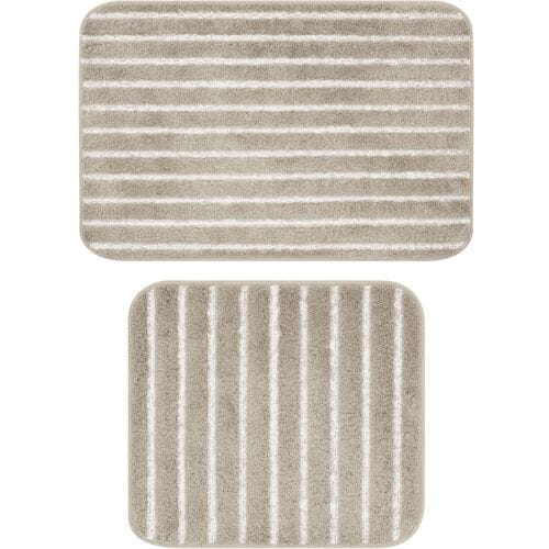 LIVARNO Badmat en toiletmat, 2-delig (Zonder uitsnede, Beige)
