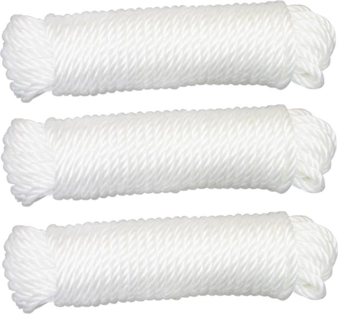 AMIG paracord touw - 3x - 15 meter - D5mm - 110kg - polypropyleen - wit