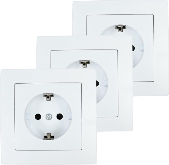 Benson Stopcontact RA - 6x - wit - inbouw - kunststof - 8 x 8 cm
