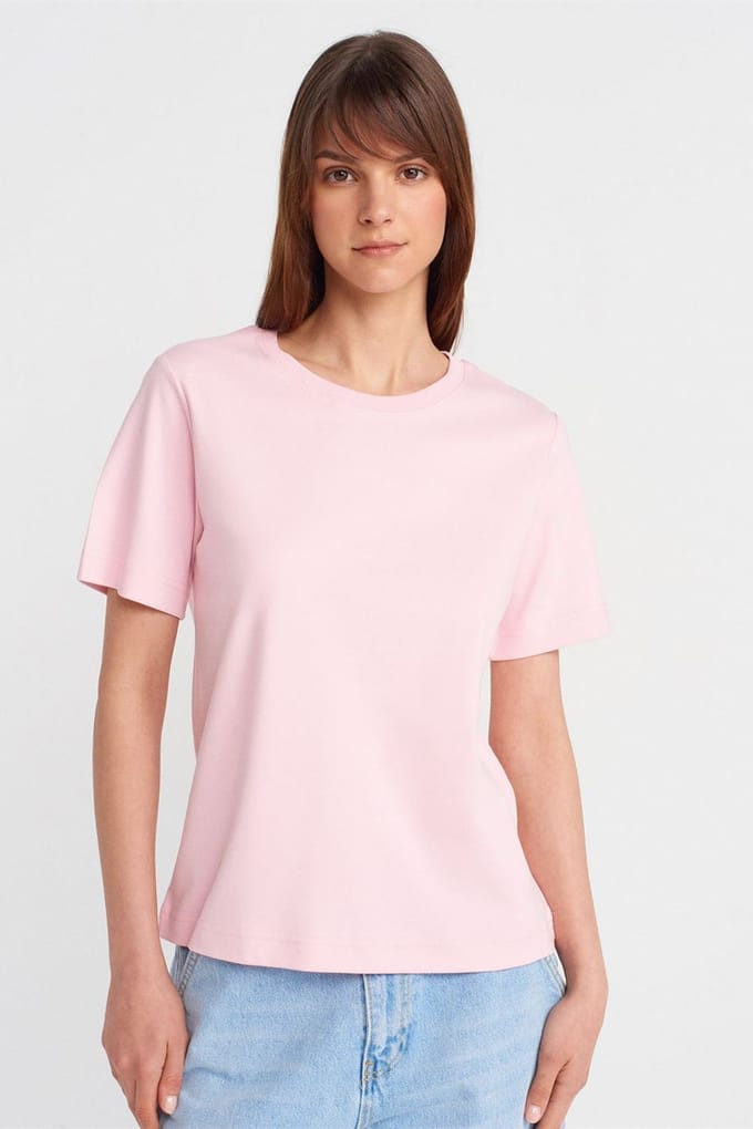 Dames Katoenen Crew Neck T-Shirt