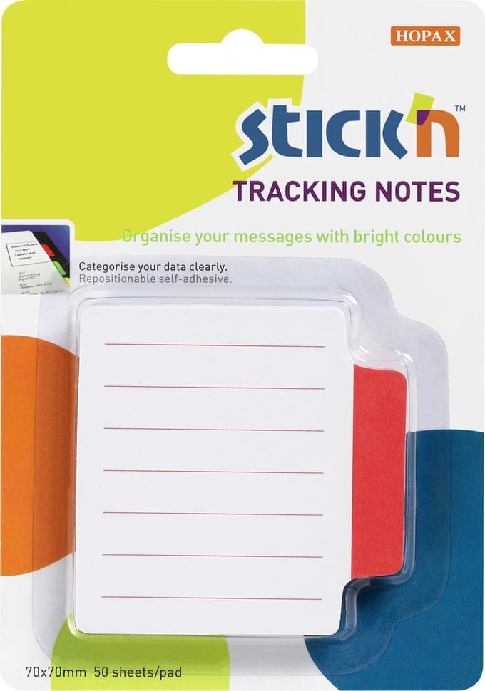 Stick'n Bladwijzer - Bookmark - Sticky Notes - 70x70mm - Gelinieerd - Rood - 50 Index Tabs