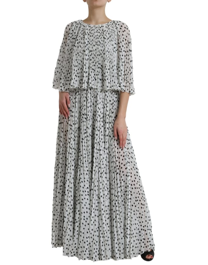 Gestreepte Plissé Maxi Jurk