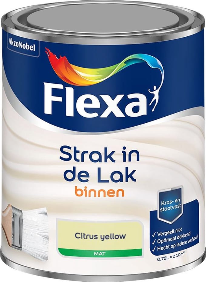 Flexa - Strak In De Lak Binnenlak Mat - Citrus Yellow - Mengverf - 750 Ml