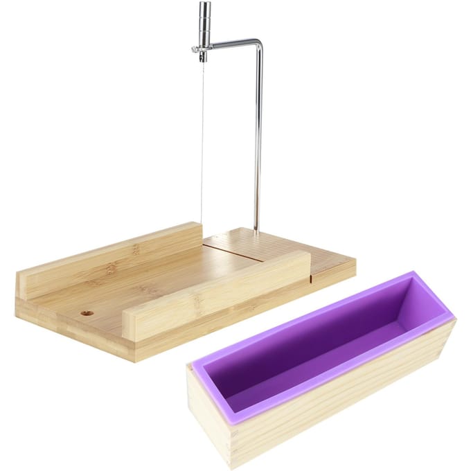 Paarse Multifunctionele DIY Verstelbare Handgemaakte Zeepsnijder Vorm Draadsnijmachine(Bamboe beige