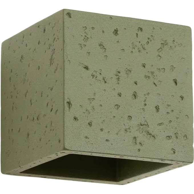 Wandlamp QUAD met licht naar boven en beneden - Sollux Lighting - IP20 - Olijfgroen beton behuizing - 10 x 12 x 10 cm - 1 x G9 LED, exclusief lichtbron - Max. 8 W - Industriële wandlamp voor hal, entreehal en woonkamer