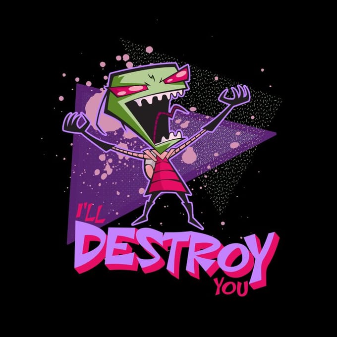 Invader Zim I'll Destroy You Men's T-Shirt - Zwart - S
