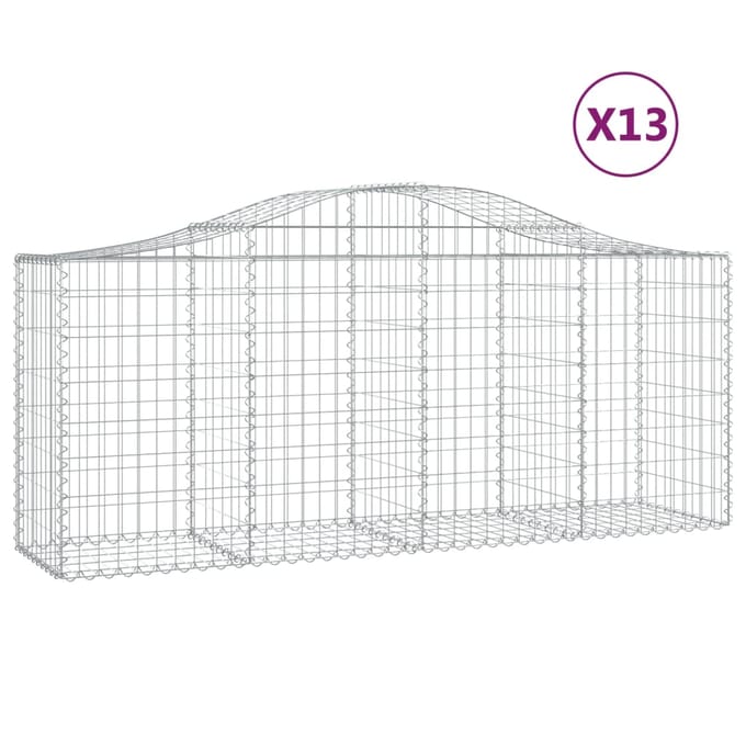 vidaXL - Schanskorven - 13 - st - gewelfd - 200x50x80/100 - cm - ijzer