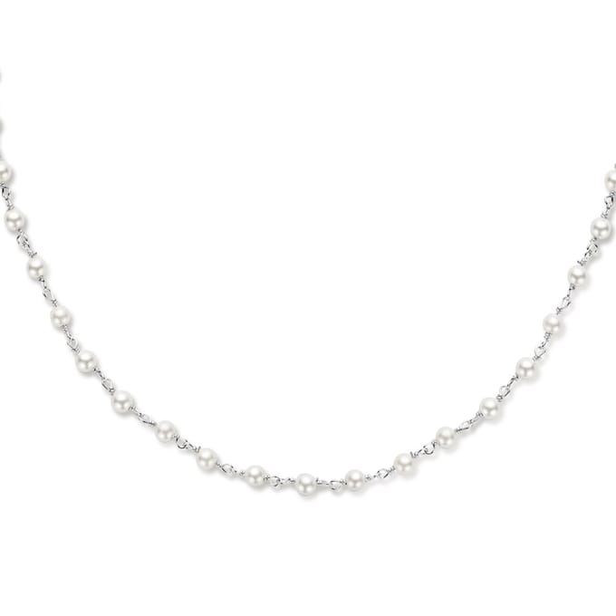 YO&NO - Ketting - Dames - Synth - Parels - 40 + 5 cm - Sieraden Vrouw - Zilver 925