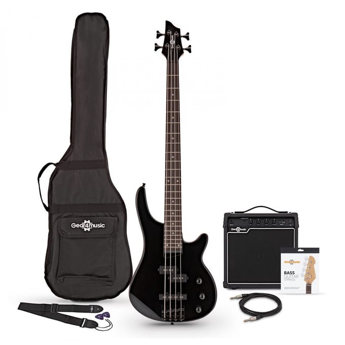 Harlem 4 Basgitaar + 15 W Versterkerpakket, Zwart
