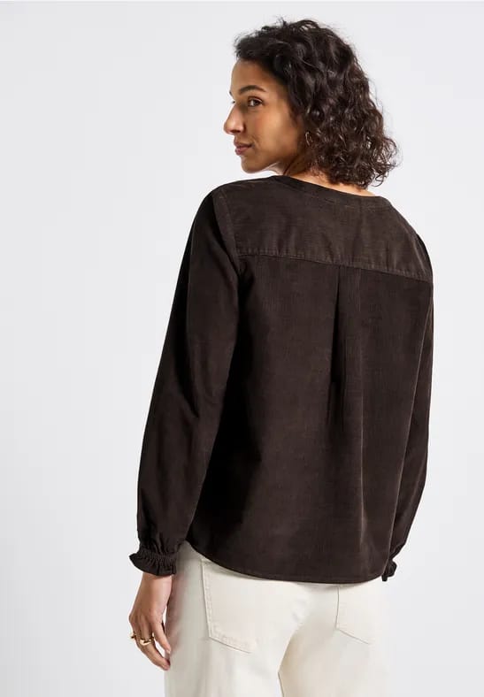 Corduroy blouse met ruches