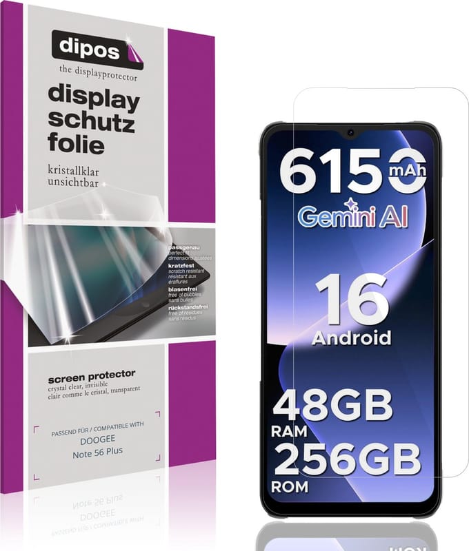 dipos – 4x Beschermfolie geschikt voor DOOGEE Note 56 Plus | Krasbestendige & heldere Screenprotector Ultra-Thin