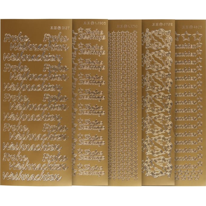 VBS Reliëfsticker set "Vrolijk Kerstfeest" - Goud