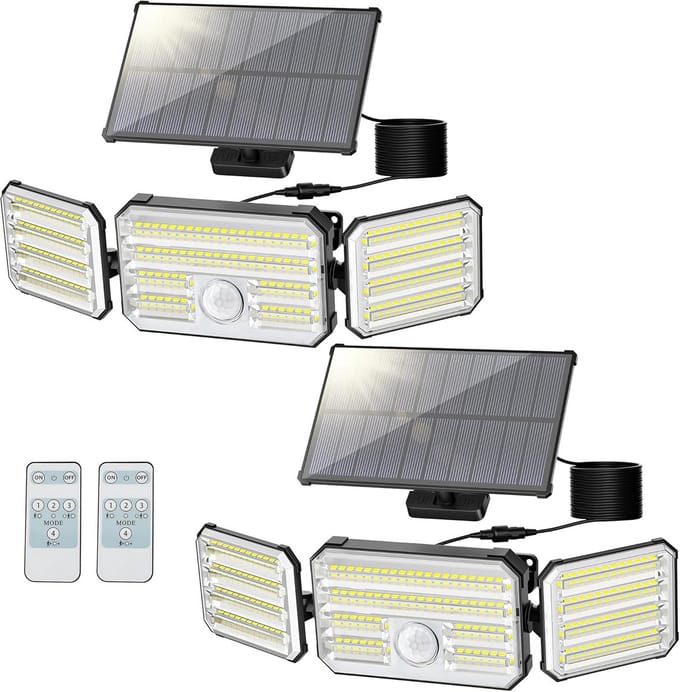 Zonne-energie Led Buitenlamp met Bewegingssensor en Afstandsbediening, Waterdicht
