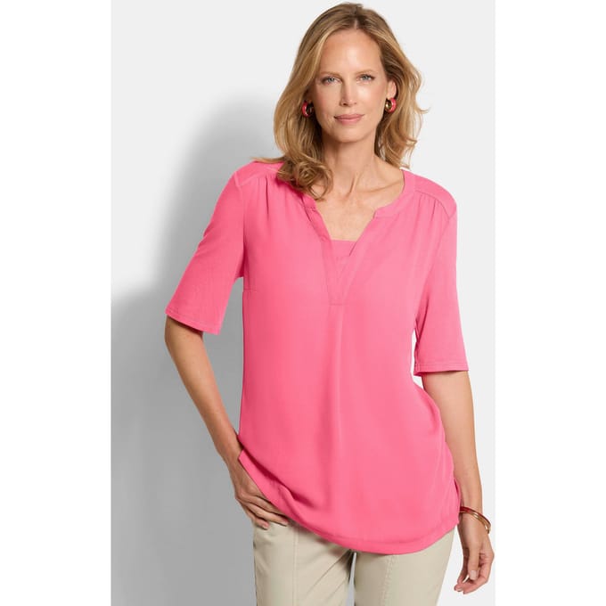 Comfortabel blouseshirt van chiffon en jersey - pink - Gr. 23 van Goldner Fashion