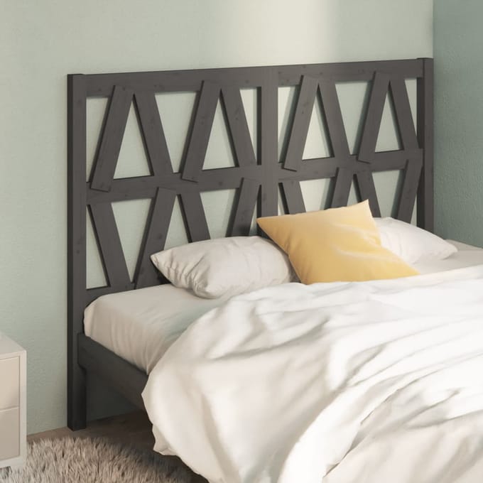 vidaXL - Hoofdbord - 126x4x100 - cm - massief - grenenhout - grijs