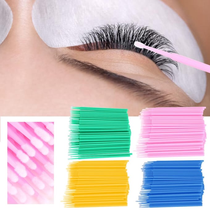 400 stuks Wegwerp Katoenstaafje Wimperreinigingsstaafje Microborstel Wattenschijfje Wimpers Licht blue