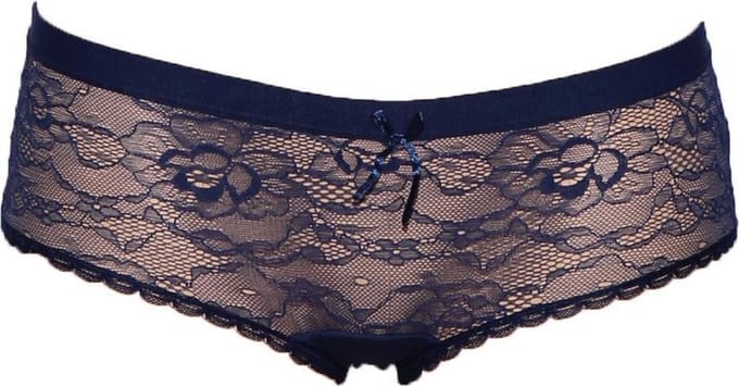 J&C dames microfiber hipster met kant - Blauw / S