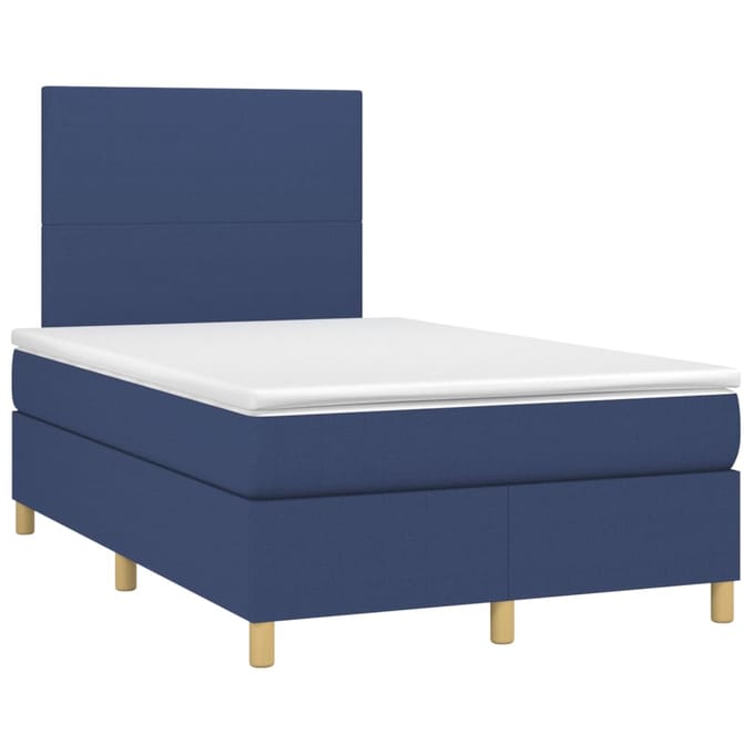 vidaXL - Boxspring - met - matras - en - LED - stof - blauw - 120x200 - cm