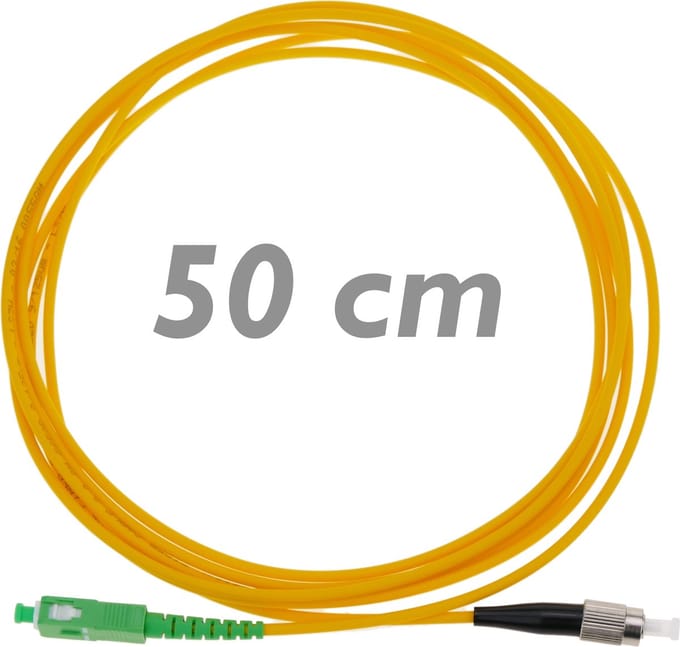 BeMatik - Glasvezelkabel FC / PC naar SC / APC Singlemode Simplex 9/125 50 cm OS2