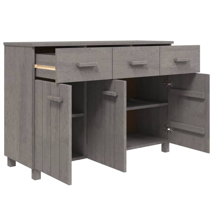vidaXL - Dressoir - HAMAR - 113x40x80 - cm - massief - grenenhout - lichtgrijs