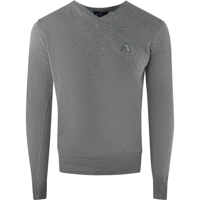 Aquascutum Heren Tartan Logo Trui (Grijs)