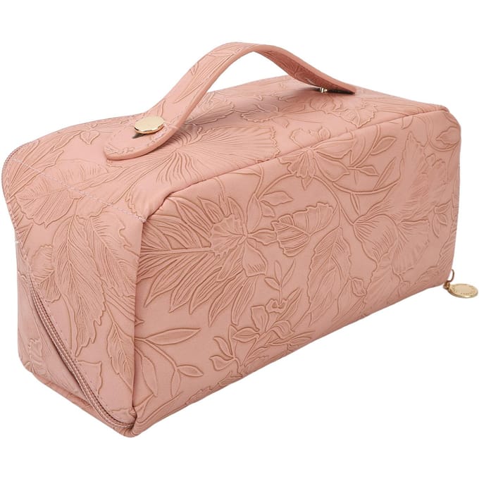 Make-up Cosmetische Tas PU Leer 180 Graden Opening Grote Capaciteit Multifunctionele Indeler Plat beige