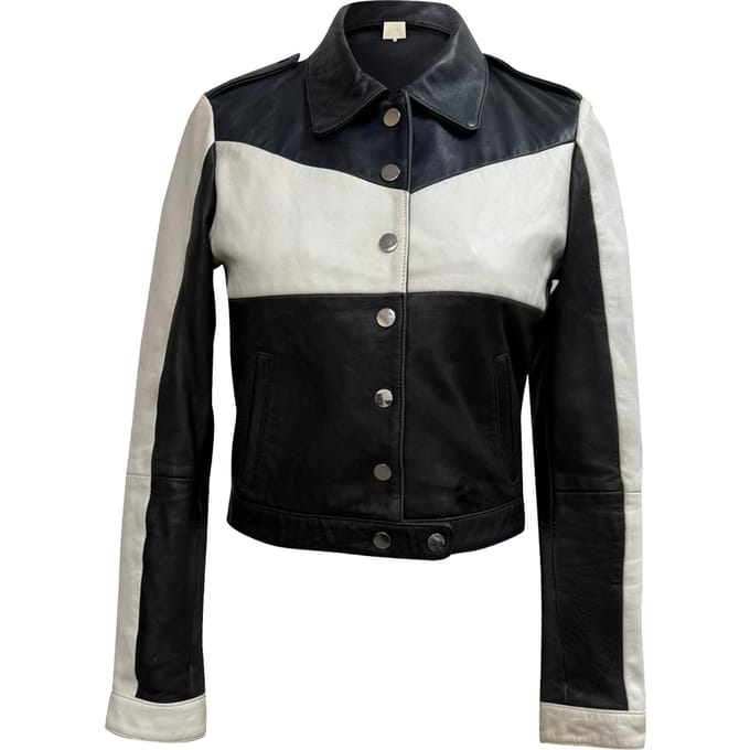 Maje tweekleurige jas in zwart polyester