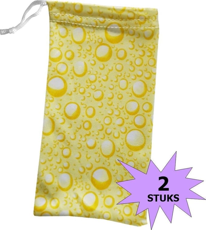 Fako Bijoux® - Microvezel Brillenhoes - Druppels - 18x9cm - Geel - 2 Stuks