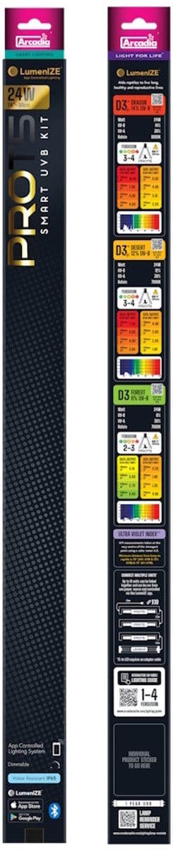 Arcadia LumenIZE ProT5 T5 UVB verlichtingskit D3 Forest 6% 600mm | 24 Watt | app gestuurde terrariumverlichting