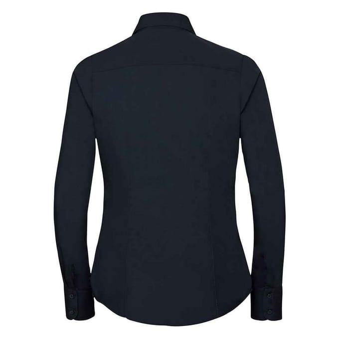 Russell Collection Dames/Dames Poplin met Lange Mouwen Formeel Overhemd (Franse marine)