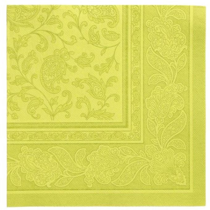 8x 20 Servetten ROYAL Collection 1/4 vouw 40 cm x 40 cm lime Ornaments
