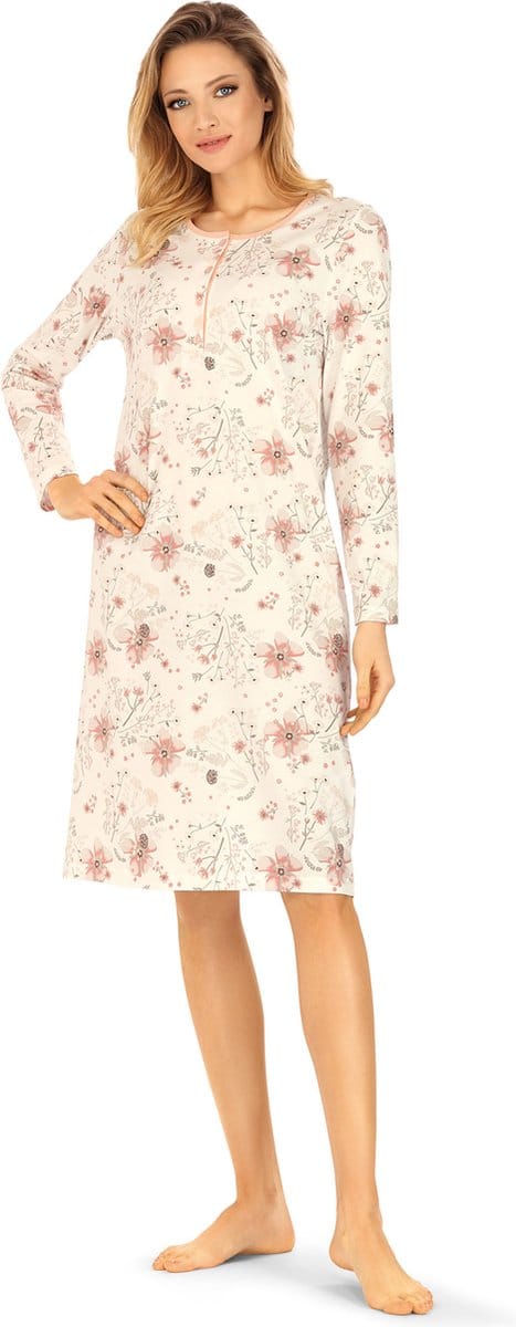 Ascafa Nachthemd 'Light Blossom' - Lange Mouw - Maat 46