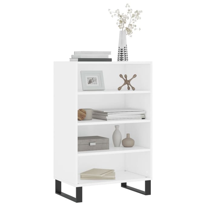 vidaXL - Hoge - kast - 57x35x90 - cm - bewerkt - hout - wit