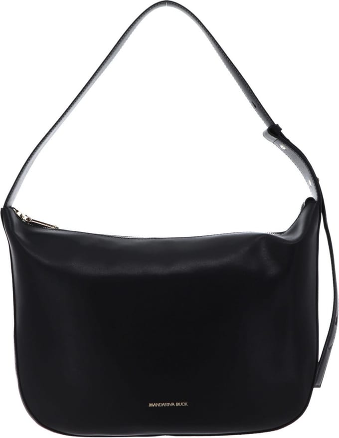 MANDARINA DUCK Leren Schoudertas Luna Hobo Black Zwart