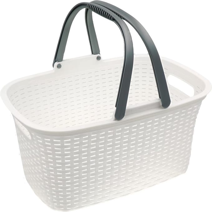 Grote boodschappenmand met handvat in rotan-look, 18 liter