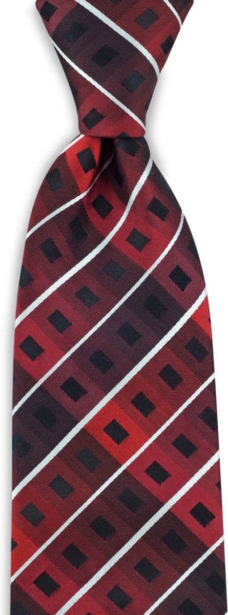 We Love Ties - Stropdassen - Stropdas Centred Cubes - rood / zwart / wit