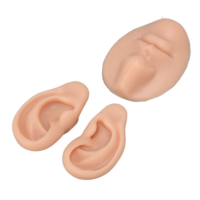 Siliconen oormodel beginnende gesimuleerde 3D neus- en mondmodel display prop leermiddel voor piercing beige