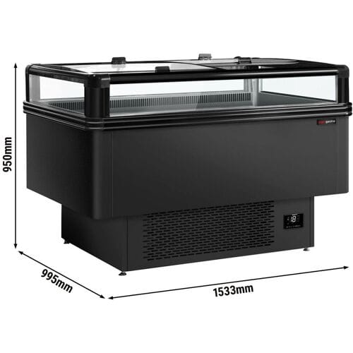 GGM Gastro Vrieseiland - 1533x995mm - 260 liter - glazen schuifdeksel - zwart zwart